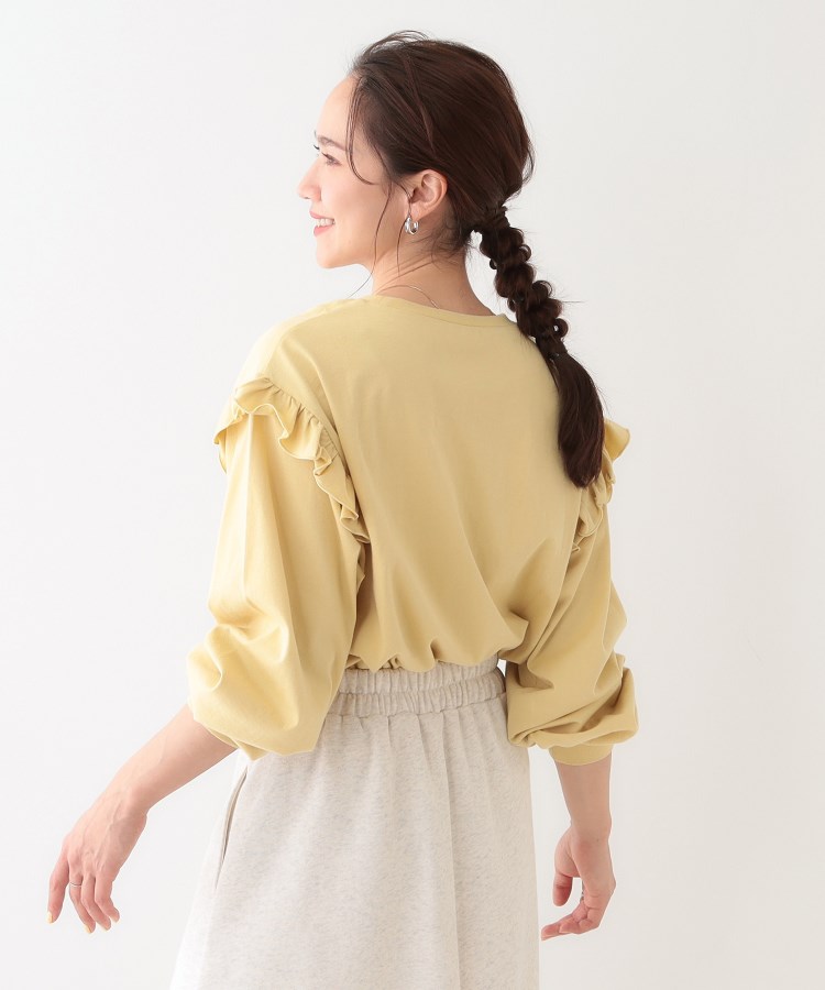 シューラルー(SHOO・LA・RUE/Cutie Blonde)の【S-LL/洗える】ショルダーフリルが目を惹く ロゴプリントロンT9