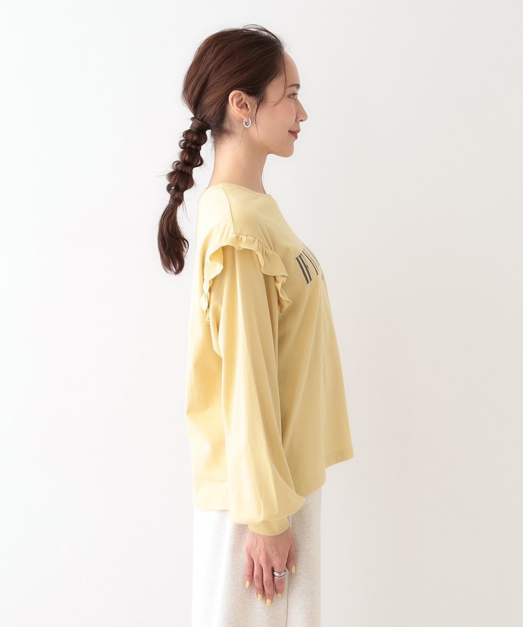 シューラルー(SHOO・LA・RUE/Cutie Blonde)の【S-LL/洗える】ショルダーフリルが目を惹く ロゴプリントロンT14