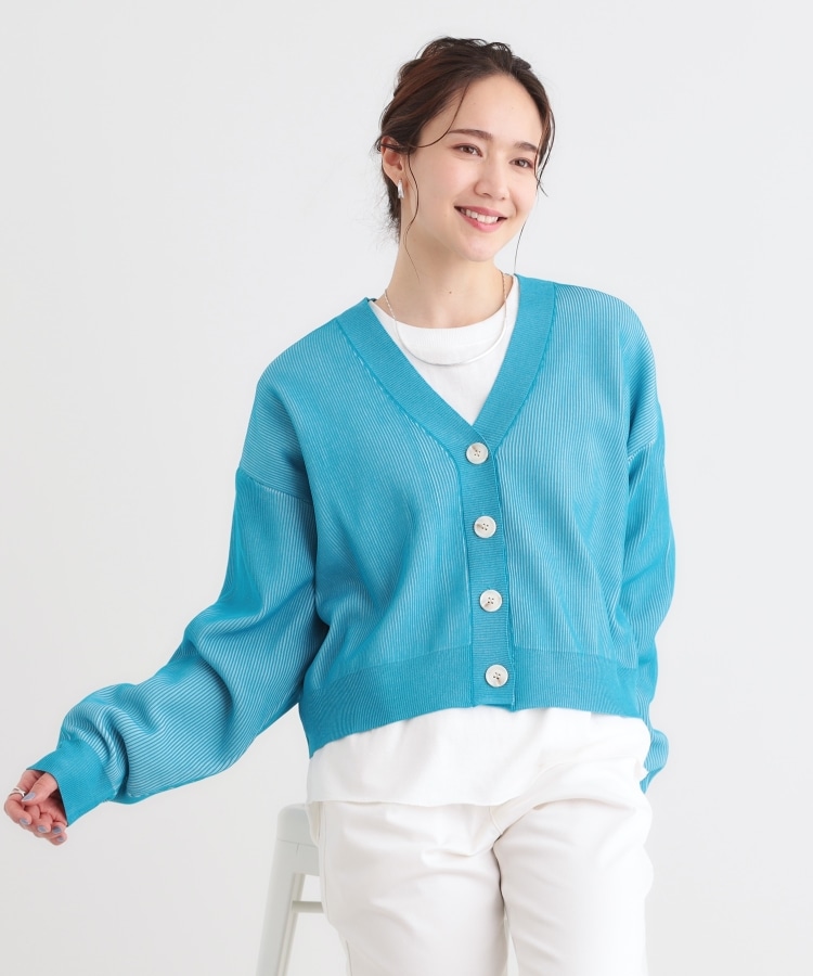 シューラルー(SHOO・LA・RUE/Cutie Blonde)の【着丈が選べる】スポンディッシュ配色畦カーディガン9
