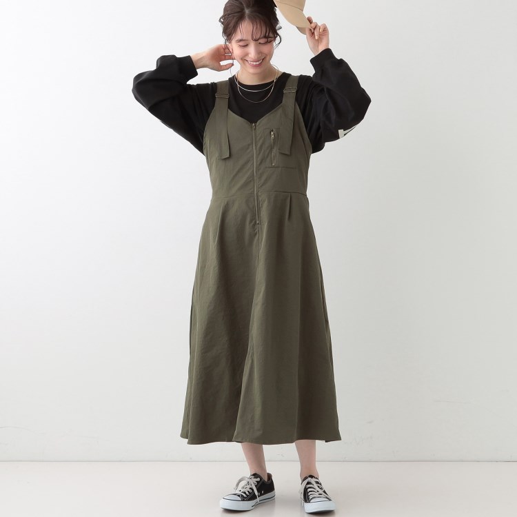 シューラルー(SHOO・LA・RUE/Cutie Blonde)の【S-LL】ロングシーズン着られる フロントZIPジャンスカ マキシ・ロングワンピース