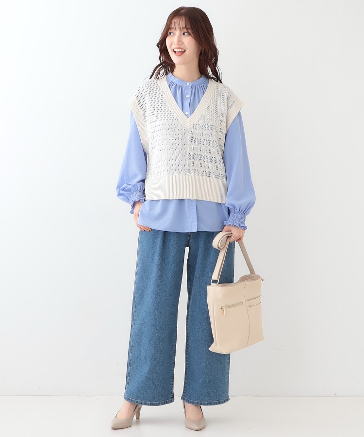 シューラルー(SHOO・LA・RUE/Cutie Blonde)のパッチワーク風 編み地切替えニットベスト3