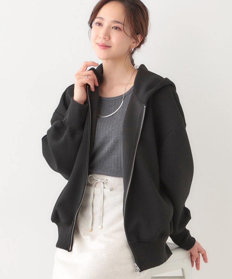 シューラルー(SHOO・LA・RUE/Cutie Blonde)の季節の変わり目に頼れる ダブルZIPダンボールパーカー ブラック(019)