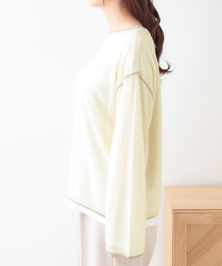 シューラルー(SHOO・LA・RUE/Cutie Blonde)の【S-LL/2枚セット】シアー感も楽しめる 光沢カノコ編み配色ニット+ロンT18