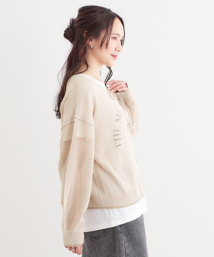 S-LL/2点セット】前後2WAYで着られるメッシュニット＋ロゴT