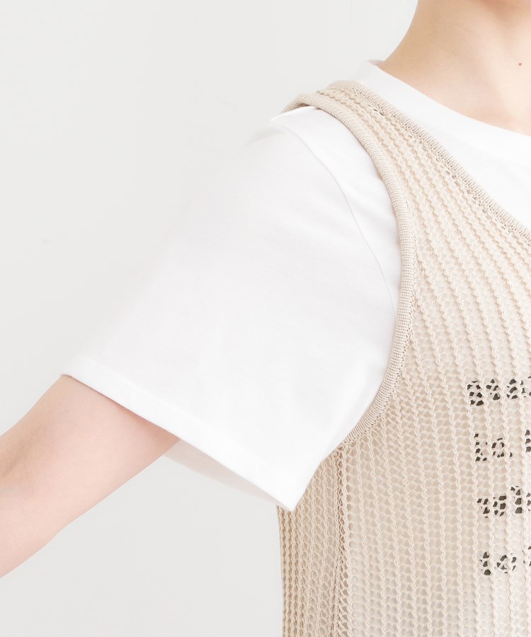 2点セット】メッシュニットベスト×ロゴTシャツセット（トップス