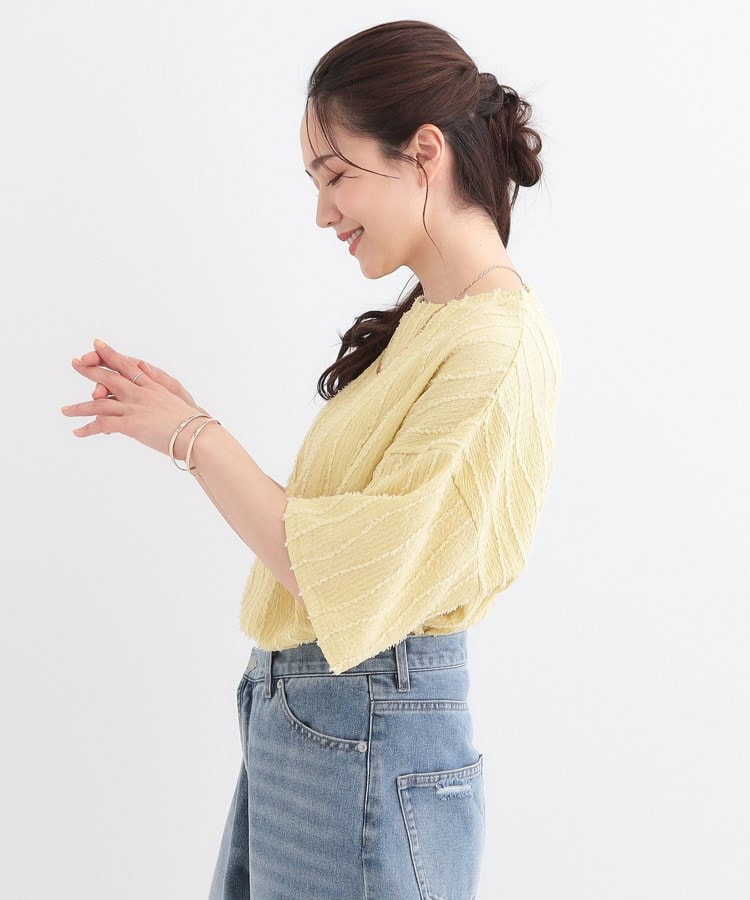 シューラルー(SHOO・LA・RUE/Cutie Blonde)の1枚で着映え ジャカードフリンジ5分袖トップス14