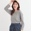 シューラルー(SHOO・LA・RUE/Cutie Blonde)の【洗える/S-LL】大人カジュアルに スラブボーダーロンT ブラック(319)