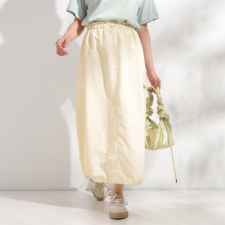 シューラルー(SHOO・LA・RUE/Cutie Blonde)の【2WAY/S-LL】バルーンシルエットにもなる ナイロンカーゴスカート マキシ・ロングスカート