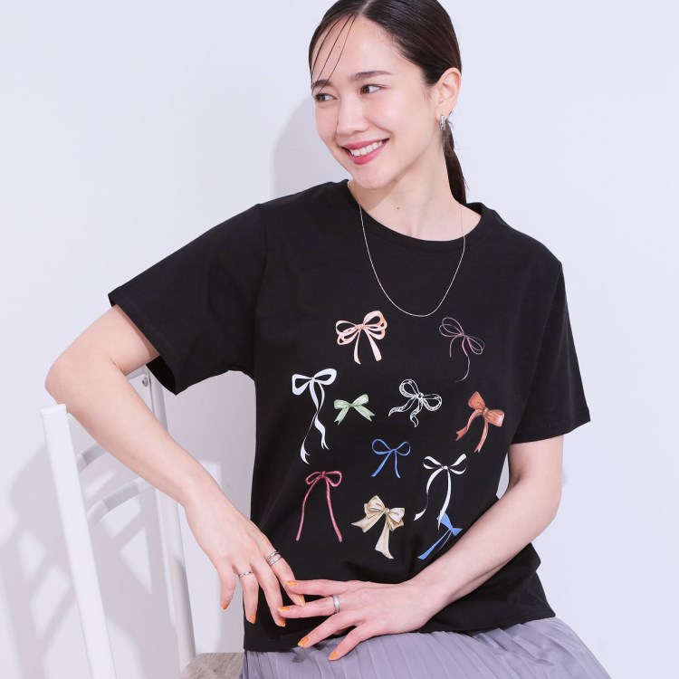 シューラルー(SHOO・LA・RUE/Cutie Blonde)の【洗える/S-LL】選べる4柄 プリントアソート ベーシックTシャツ Ｔシャツ
