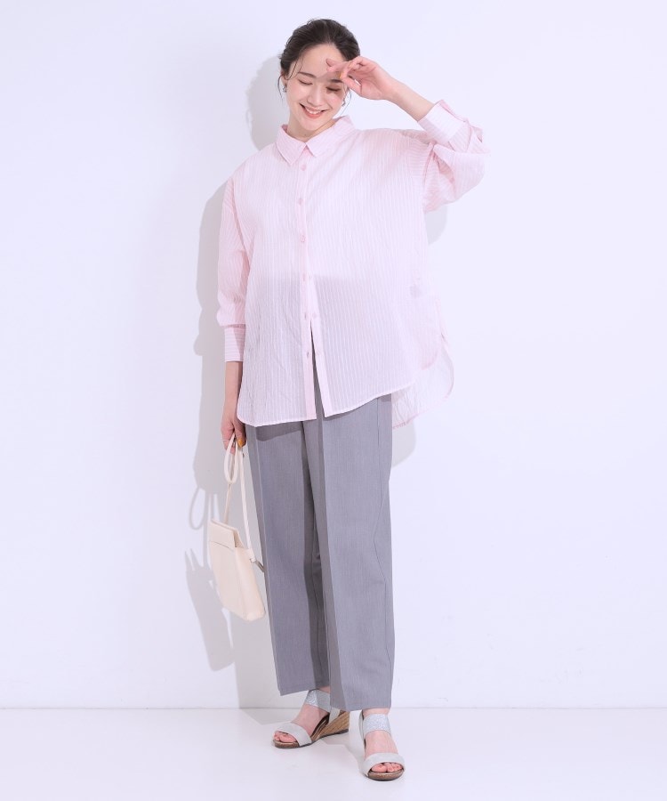 シューラルー(SHOO・LA・RUE/Cutie Blonde)の大人の抜け感コーデに シアーストライプ BIGシャツ7