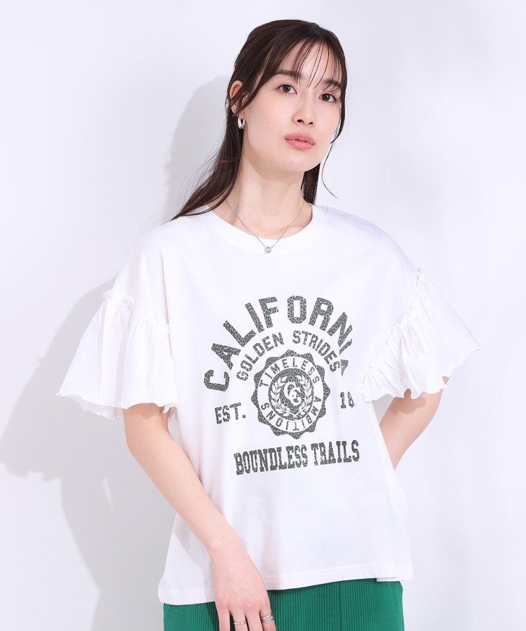 シューラルー(SHOO・LA・RUE/Cutie Blonde)の【洗える/S-LL】プリントアソート お袖フリルTシャツ1