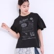 シューラルー(SHOO・LA・RUE/Cutie Blonde)の【洗える/S-LL】プリントアソート お袖フリルTシャツ ブラック(419)