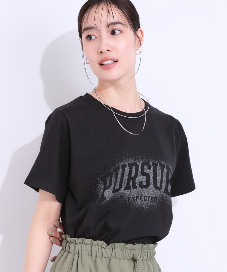 シューラルー(SHOO・LA・RUE/Cutie Blonde)の【洗える/S-LL】選べる3柄 ベーシックプリントTシャツ ブラック(319)