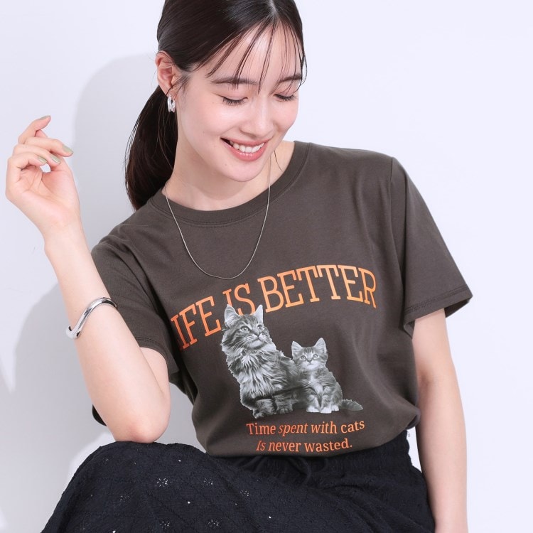 シューラルー(SHOO・LA・RUE/Cutie Blonde)の【洗える/S-LL】選べる3柄 ベーシックプリントTシャツ Ｔシャツ