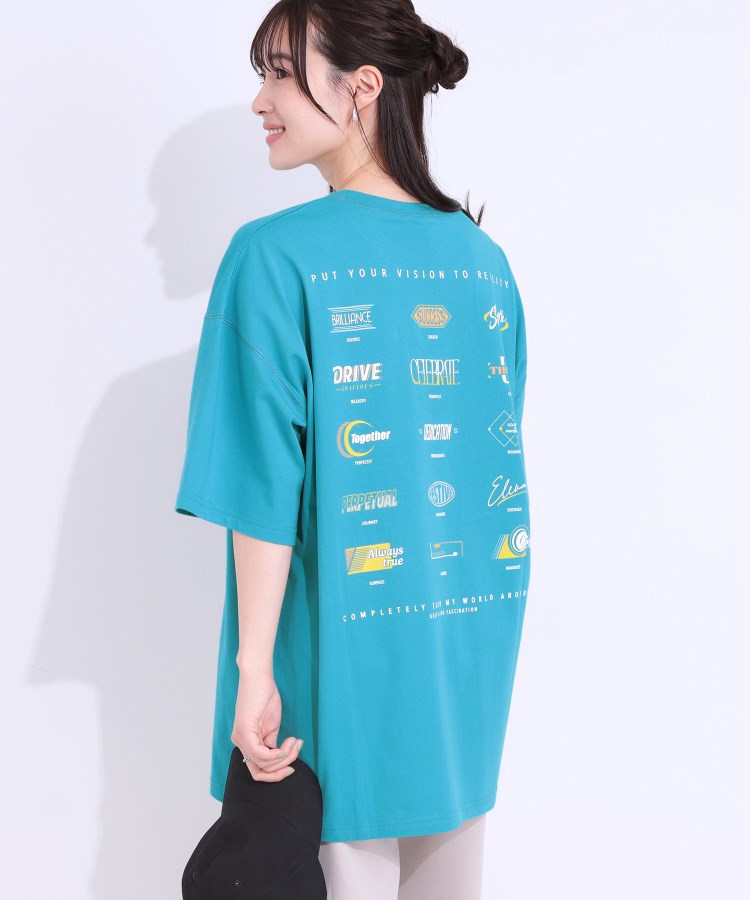 シューラルー(SHOO・LA・RUE/Cutie Blonde)の【洗える】ゆるシルエットが抜け感を演出 プリントBIG Tシャツ ブルー(292)