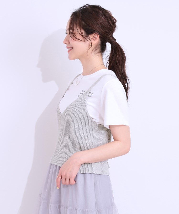 シューラルー(SHOO・LA・RUE/Cutie Blonde)の【S-LL/2点セット】ラメニットキャミ＆ロゴTシャツ13