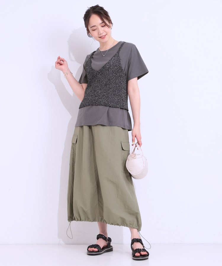 2点セット】ラメニットキャミ&ロゴTシャツ(トップス+インナー 2点セット】ラメニットキャミ&ロゴTシャツ(トップス+インナー