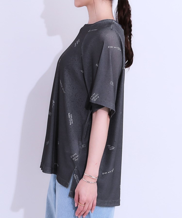 シューラルー(SHOO・LA・RUE/Cutie Blonde)の【洗える/S-LL】ゆるっとこなれ見え 総柄プリント シアーTシャツ14