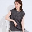 シューラルー(SHOO・LA・RUE/Cutie Blonde)の【ひんやり/汗染み軽減/UVカット】 ロゴプリントノースリーブTシャツ チャコールグレー(014)