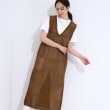 シューラルー(SHOO・LA・RUE/Cutie Blonde)の【前後2WAY】リネンライクブークレ パッチワーク風ニットワンピース ブラウン(043)