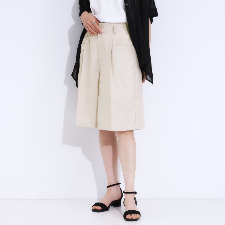 シューラルー(SHOO・LA・RUE/Cutie Blonde)の【S-LL】麻調 タックハーフパンツ 膝丈パンツ