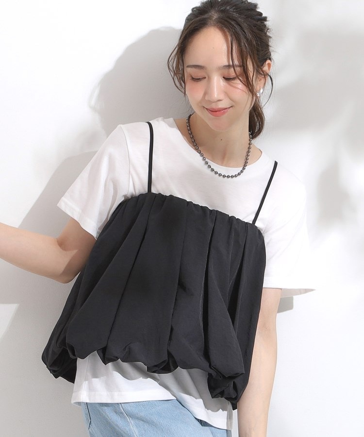 シューラルー(SHOO・LA・RUE/Cutie Blonde)の【2点セット】バルーンキャミ+Tシャツセット ブラック(019)