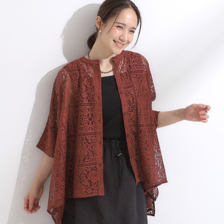 シューラルー(SHOO・LA・RUE/Cutie Blonde)のレースポンチョシャツ シャツ・ブラウス