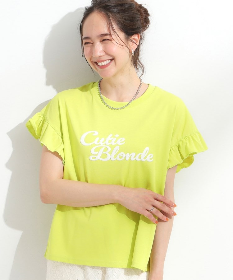 シューラルー(SHOO・LA・RUE/Cutie Blonde)の【SHOO ICE/汗染み軽減/UVカット】フリルTシャツ イエロー(031)