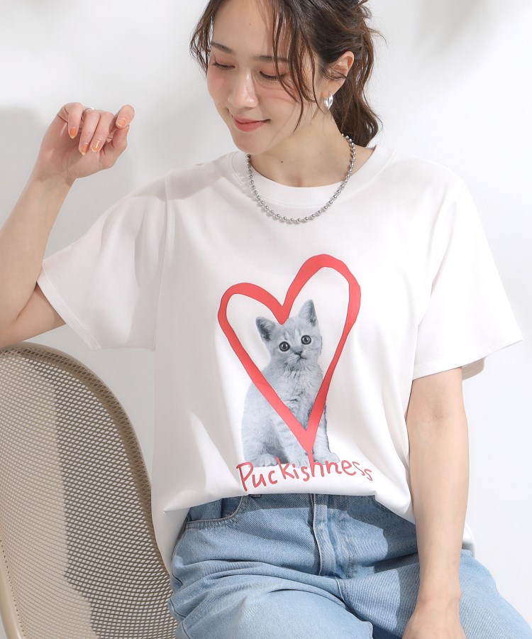 シューラルー(SHOO・LA・RUE/Cutie Blonde)の【SHOO ICE/汗染み軽減/UVカット】グラフィックアソートTシャツ ホワイト(101)