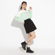 美品 プラダ 台形型スカート ブラック レディース ステッチ