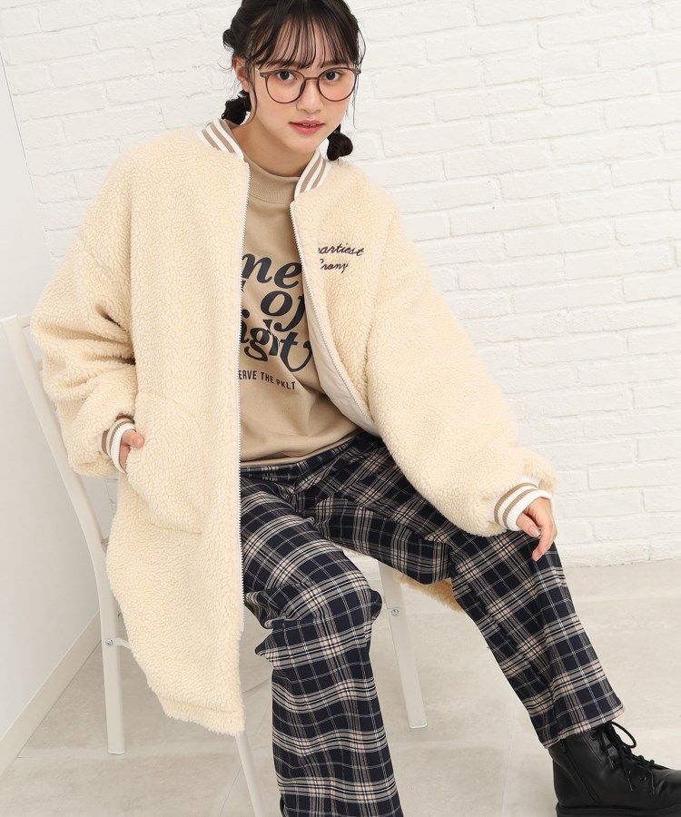 あったかもこもこロングボアブルゾン(ブルゾン/ジャンバー) PINK-latte(ピンク ラテ)| ワールド オンラインストア WORLD ONLINE STORE ボアブルゾン リバーシブル ピンクラテ PINK-latte