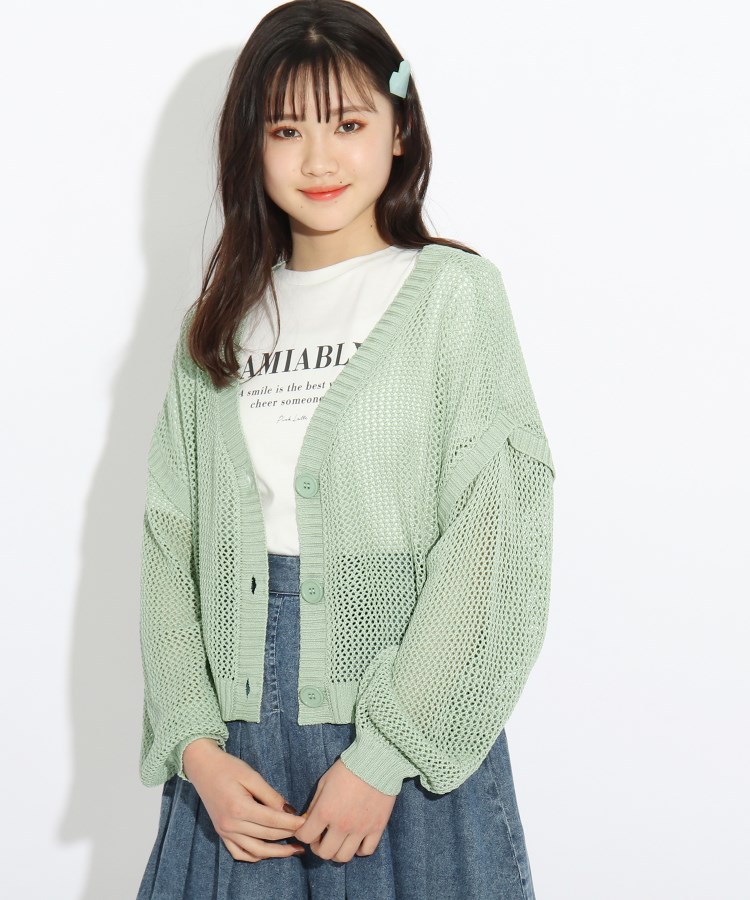 実物 メッシュニットカーディガン ロゴTシャツ ピンクラテ PINK-latte