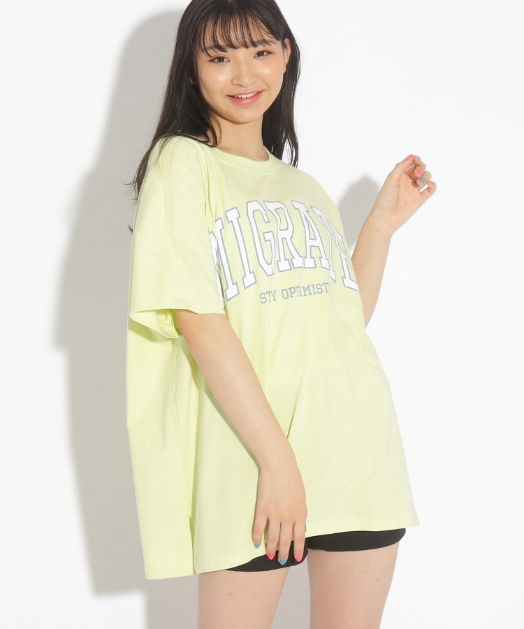 ＜WORLD＞ PINK-latte(ピンク ラテ) カレッジロゴBIGTシャツワンピース画像