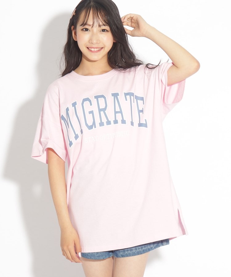 ◇カレッジロゴBIGTシャツワンピース（ミニワンピース） | PINK-latte