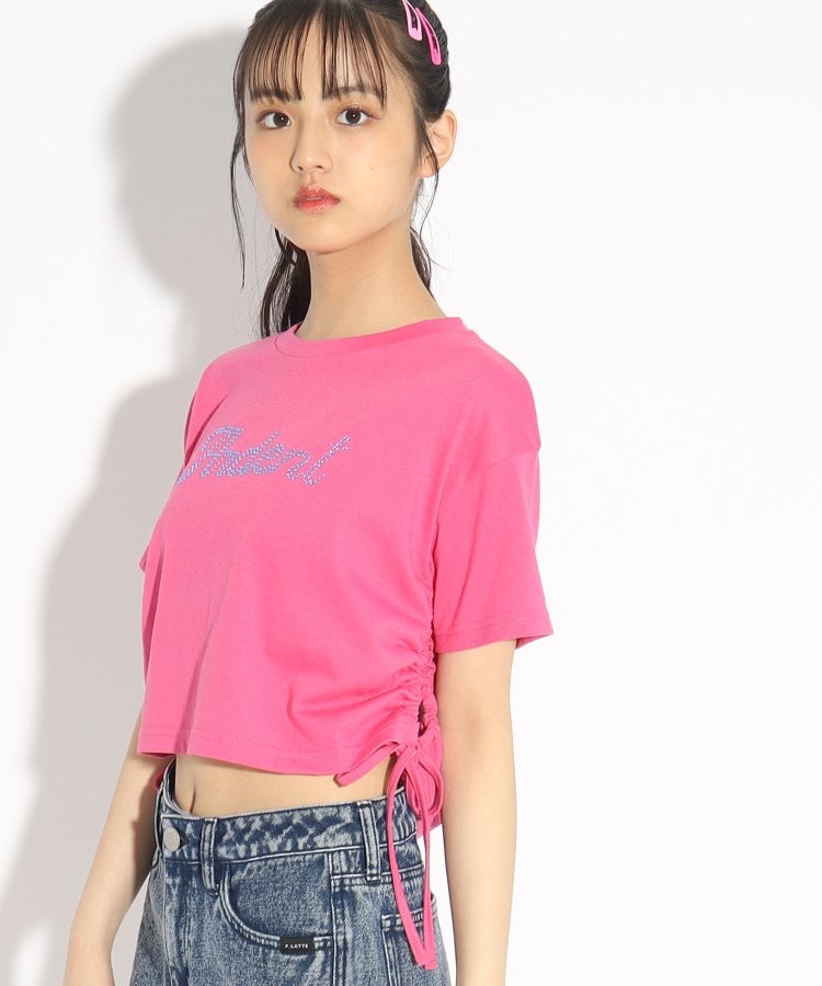 ピンク ラテ(PINK-latte)の裾シャーリングTシャツ17