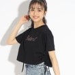 ピンク ラテ(PINK-latte)の裾シャーリングTシャツ ブラック(019)