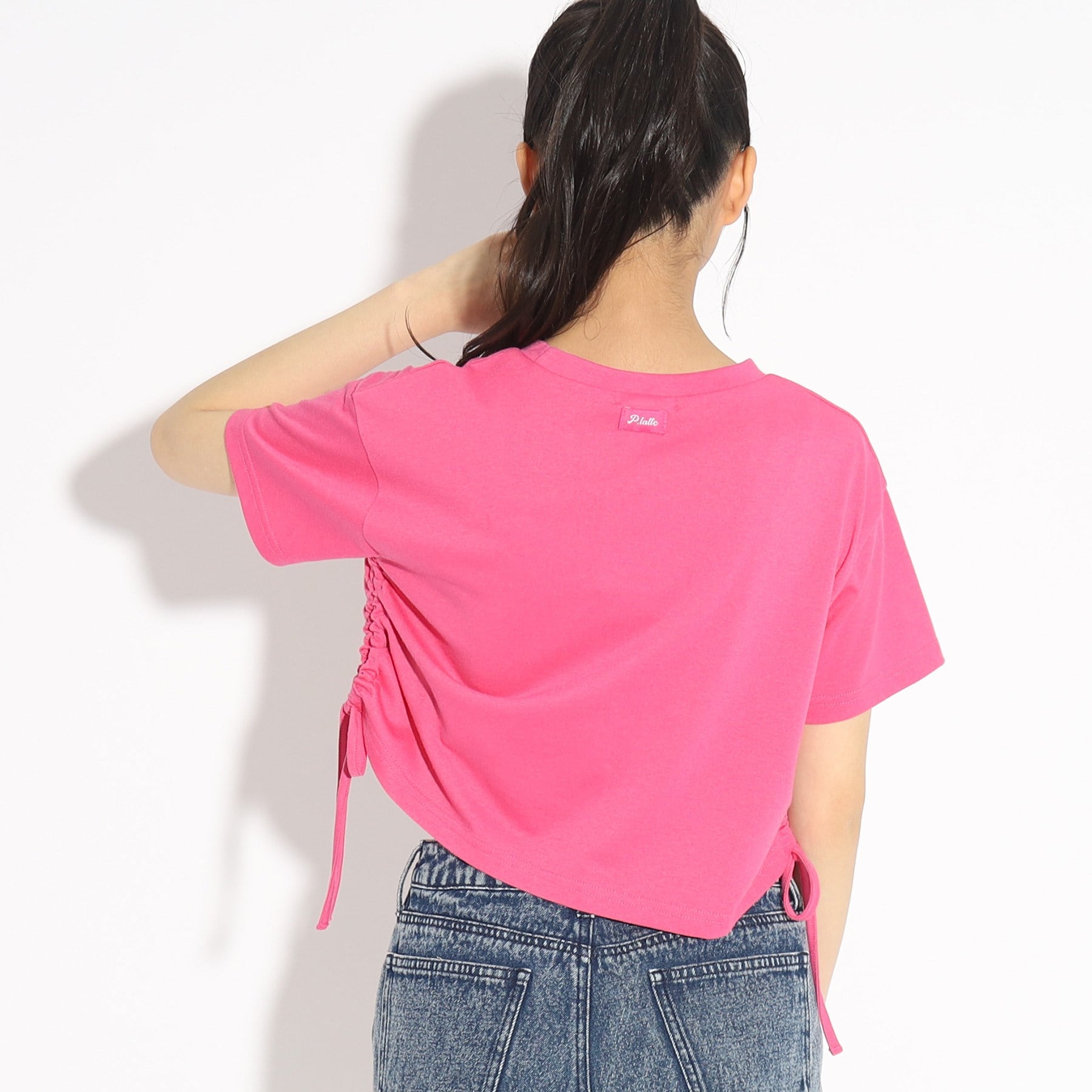 ピンク ラテ(PINK-latte)の裾シャーリングTシャツ18