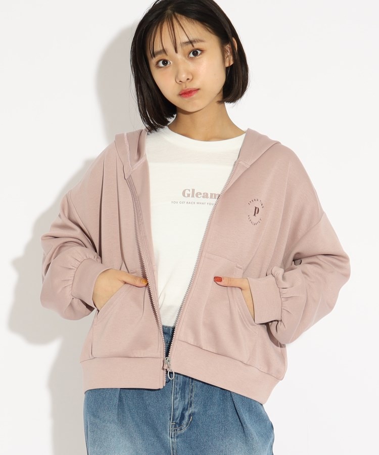 ピンク ラテ(PINK-latte)の【2点SET】ダンボール素材パーカ＋インナーロゴTシャツSET ダークブラウン(043)