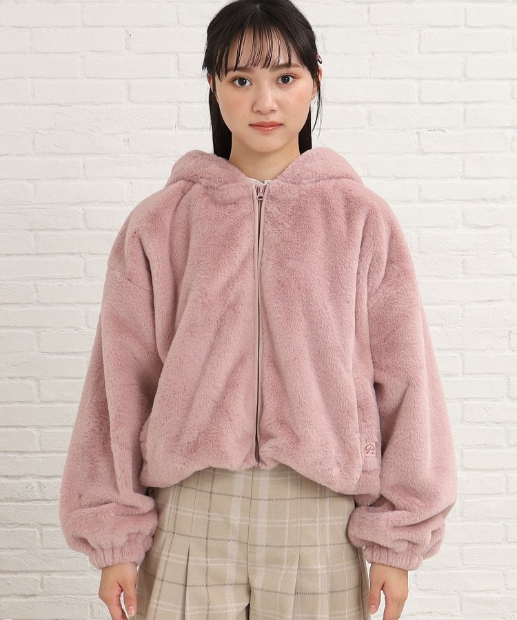 165cmサイズあり】フード付ふわふわあったかフェイクファー 165cmサイズあり】フード付ふわふわあったかフェイクファー