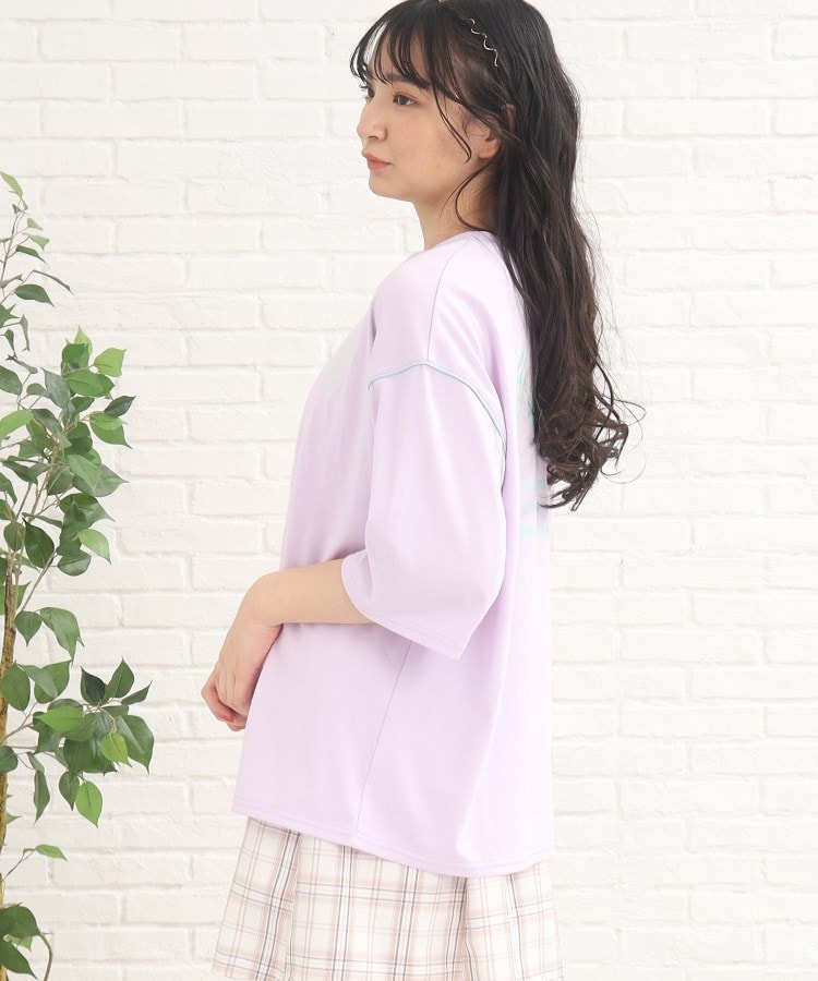 ピンク ラテ(PINK-latte)の七分袖配色パイピングTシャツ2