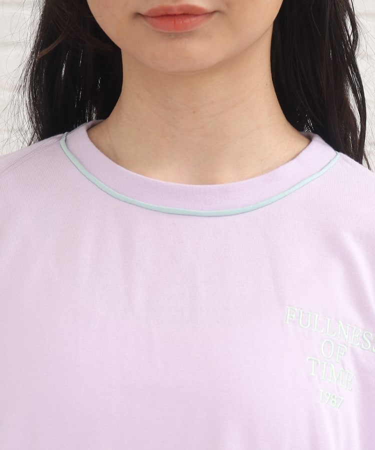 ピンク ラテ(PINK-latte)の七分袖配色パイピングTシャツ4