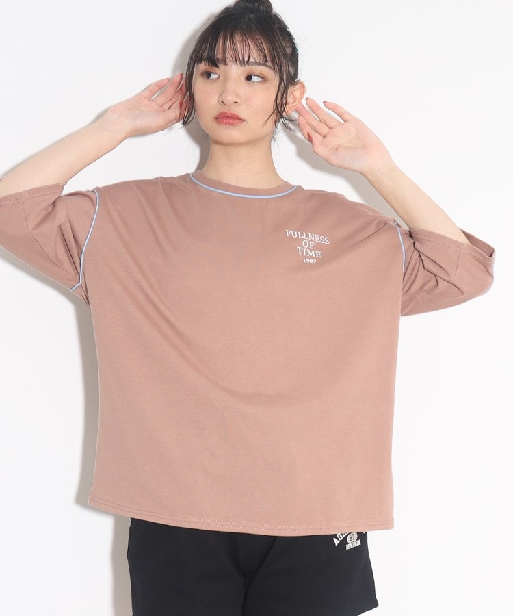 ピンク ラテ(PINK-latte)の七分袖配色パイピングTシャツ13