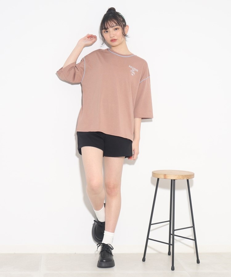 ピンク ラテ(PINK-latte)の七分袖配色パイピングTシャツ16
