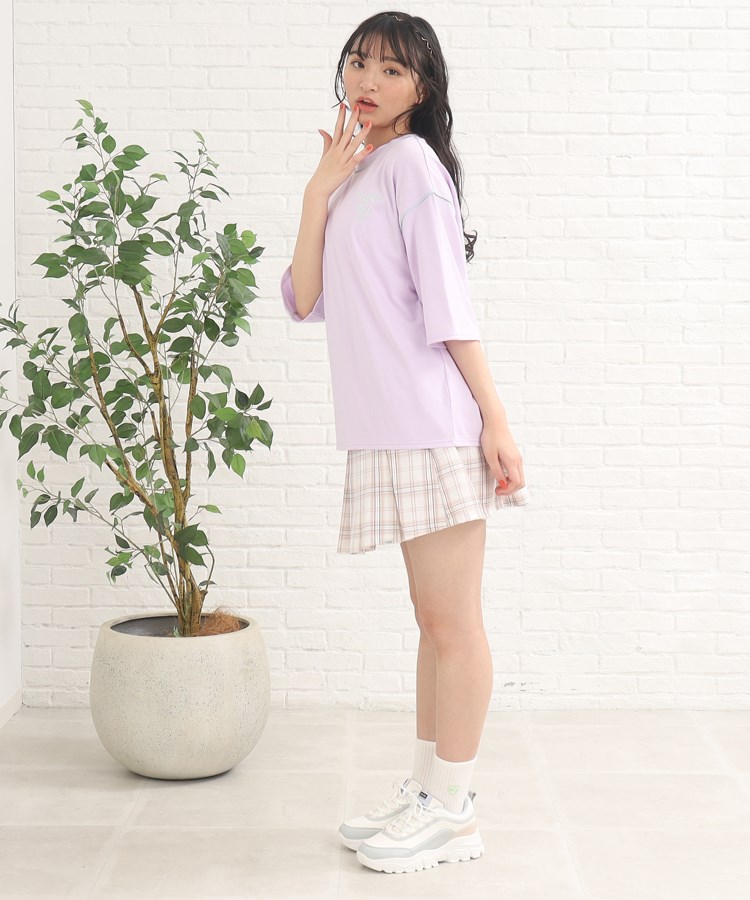 ピンク ラテ(PINK-latte)の七分袖配色パイピングTシャツ29