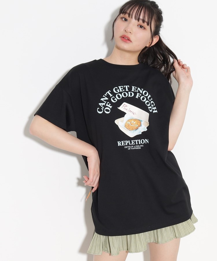 ＜WORLD＞ PINK-latte(ピンク ラテ) 【2WAY/前後着用可】配色ドロストシャーリングTシャツワンピース画像