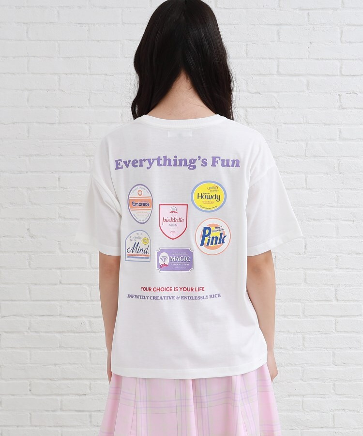 ピンク ラテ(PINK-latte)のワッペンデザインバックプリントTシャツ3