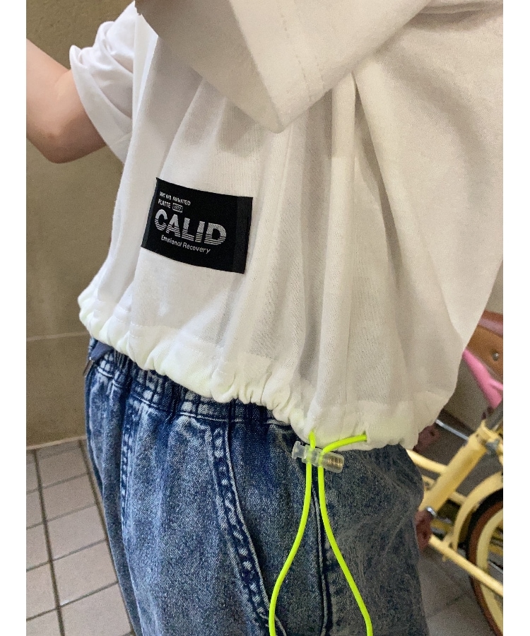 ピンク ラテ(PINK-latte)の裾ドロスト袖ラインTシャツ29