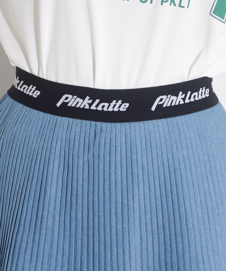 ピンク ラテ(PINK-latte)のウエストロゴ消しプリーツスカート4