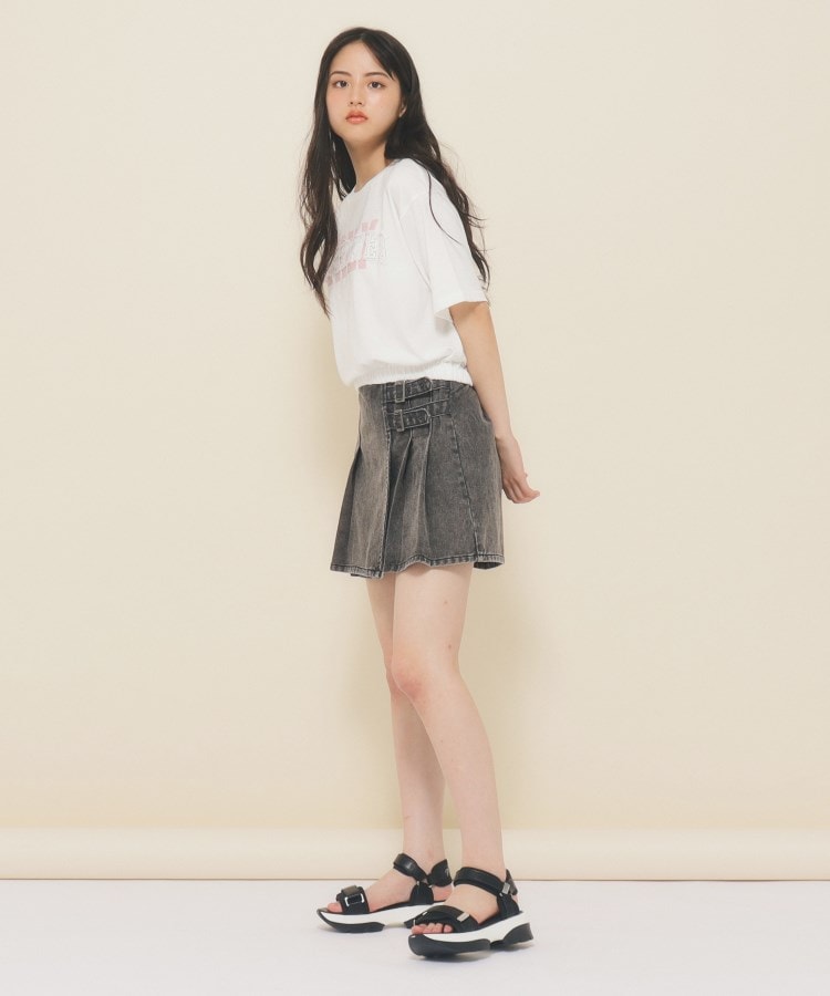 ピンク ラテ(PINK-latte)の【130cmあり】バルーンデニムロゴTシャツ6