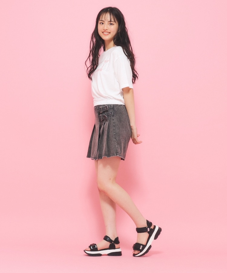 ピンク ラテ(PINK-latte)の【130cmあり】バルーンデニムロゴTシャツ28